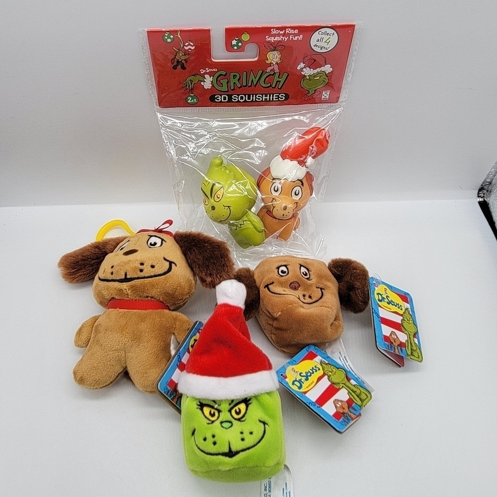 3D Squishies Set - Green and BrownNew Plushies Dr. SEUSS Grinch Set of 4